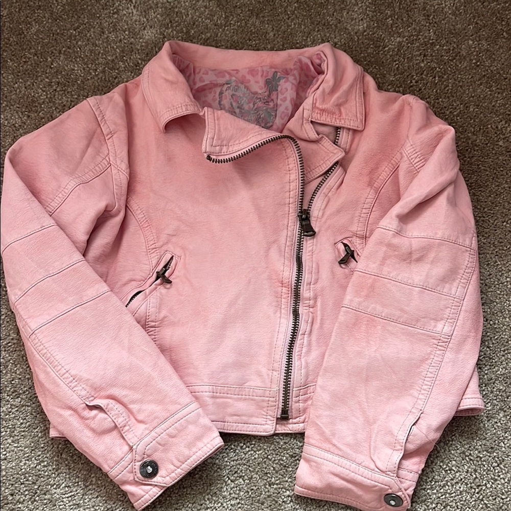 Kids 10yo Pink Cropped Moto Jacket